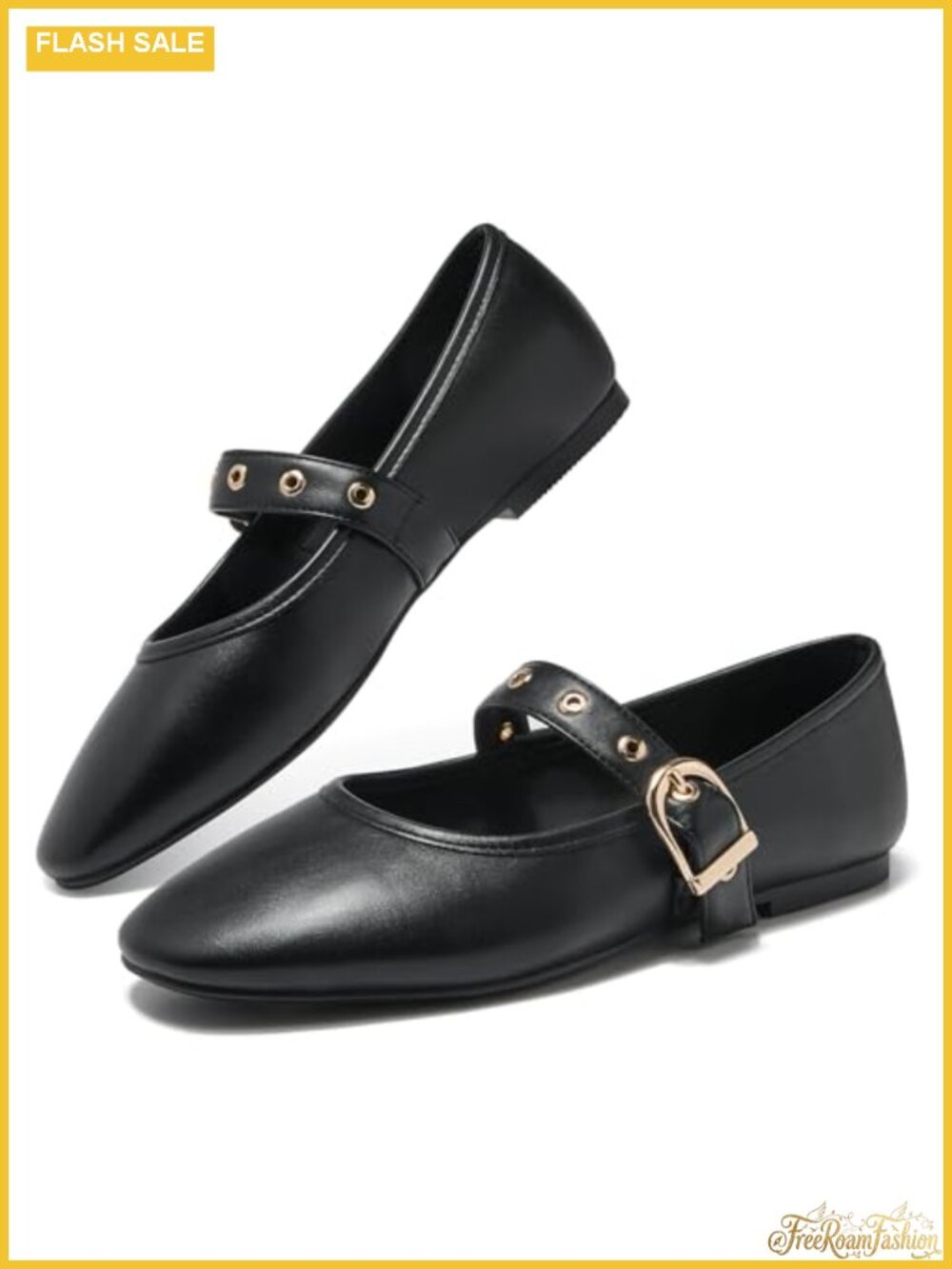 Women's Mary Jane Ballet Flats Faux Leather Buckle Strap Comfortable Dressy